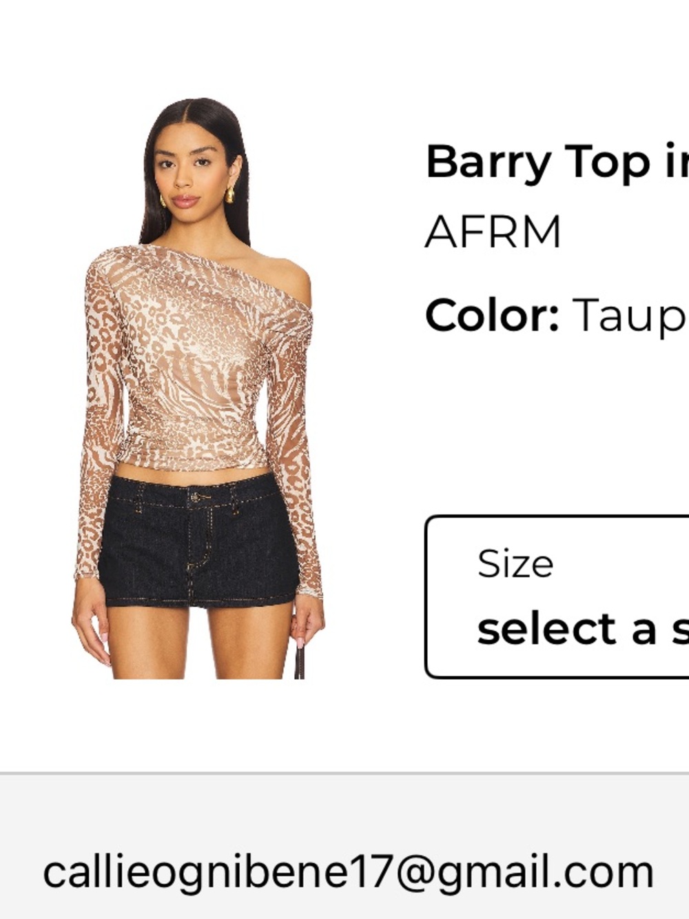 AFRM Women's Brown and Cream Animal Print Long Sleeve Top